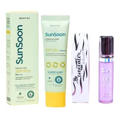 MONTOC MAKEUP - Corrector De Ojeras Morado Y Protector Solar Dermatologíco