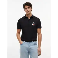 TOMMY HILFIGER - Polo negro TH x Cadillac Formula 1® Team con logo