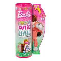 BARBIE - Cutie Reveal Muñeca Gatito Disfrazado De Panda Rojo