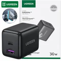 UGREEN - Cargador Plegable Carga Rápida 30W 2 Puertos GAN 1XUSB-A / 1XUSB-C