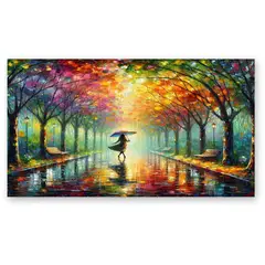 GENERICO - Cuadro decorativo lluvia primavera colorida 120x70 cm