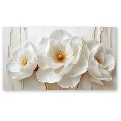 GENERICO - Cuadro decorativo flores blancas elegantes fondo claro 100x70 cm