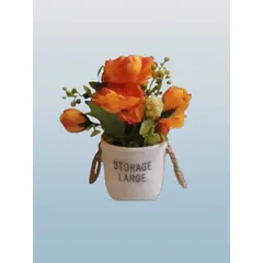 GENERICO - Planta Artificial, Flor Naranja en Maceta