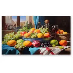 GENERICO - Cuadro decorativo bodegón frutal abundante 120x70 cm