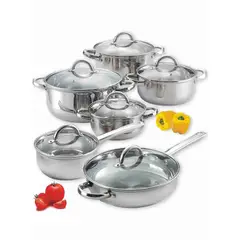 TELEVENTAS COM - Ollas en Acero Inoxidable Grado Quirúrgico de 12 piezas