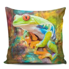 GENERICO - Funda Cojin Decorativo Diseño Rana Colorida 02 1 Sola Cara Sin Relleno 47 X 47 Cm