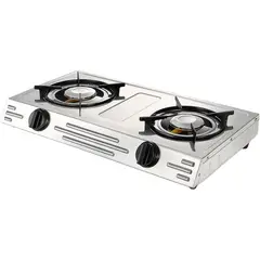 SOKANY - Estufa Acero Inoxidable 2 Quemadores Cocina Gas Portatil Hogar Espacio Ahorro