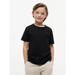 TOMMY HILFIGER - Camiseta negra Para Niño de cuello redondo con logo