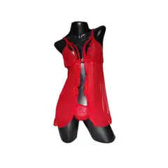 GENERICO - Baby doll con tanga hilo Rojo Encaje Lenceria Sensual
