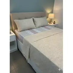 TRU - Juego de sábanas 144 hilos estampado beige - semidoble