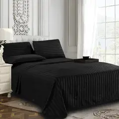 KARYTEX - Juego de Sábanas Sateen Stripe Negro en Microfibra Ultra Suave