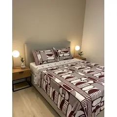 TRU - Juego de sábanas 144 hilos estampado Vino - semidoble