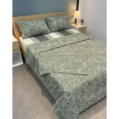 TRU - Juego de sábanas 144 hilos estampado Verde - doble