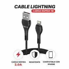 HAVIT - Cable de Datos y Carga De USB-A para Lightning ( Iphone,Ipad ), Corriente de Carga 2.0 A de 1 Metro