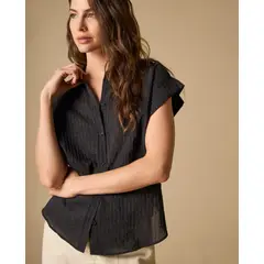 ESPRIT - Camisa para Mujer Rayas Verticales Efecto Estilizador y Versatilidad
