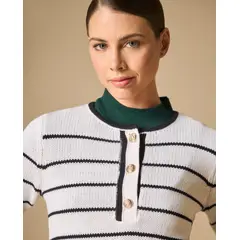 ESPRIT - Suéter para Mujer Tejido Rayas con Botones Dorados