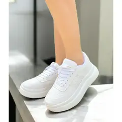 EVEGONZ - Zapato Casual de Moda Tenis Plataforma Blanco de Mujer