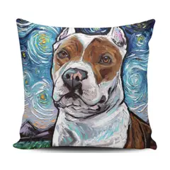 GENERICO - Funda Cojin Decorativo Diseño Noche Estrellada Con Pitbull 1 Sola Cara Sin Relleno 47 X 47 Cm