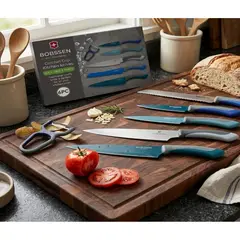 GENERICO - Juego De Cuchillos 6 Piezas Con Pelador Acero Inoxidable Cocina Profesional