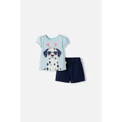 LITTLEMIC - Conjunto de con short multicolor para niña 2T a 6T
