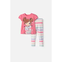 LITTLEMIC - Conjunto de pantalón largo multicolor para niña 2T a 6T