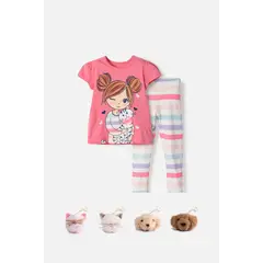 LITTLEMIC - Conjunto de pantalón largo multicolor para niña 2T a 6T