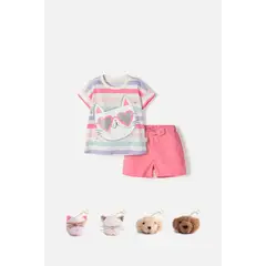 LITTLEMIC - Conjunto de con short multicolor para niña 2T a 6T