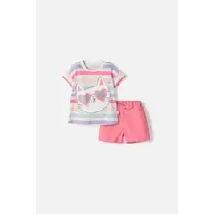 LITTLEMIC - Conjunto de con short multicolor para niña 2T a 6T
