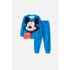 DISNEY - Pijama de Mickey Mouse pantalón largo azul para niño 2T a 6T