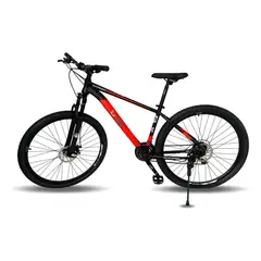 RUNBIKE - Bicicleta Todo Terreno Mtb Rin 29 Unik Montaña Suspension 24 Vel Frenos Disco Cicla Deporte Ciclismo Acero Rojo
