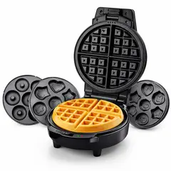 GENERICO - Waflera Eléctrica 3 en 1 Antiadherente con Placas Intercambiables para Waffles, Donas y Figuras