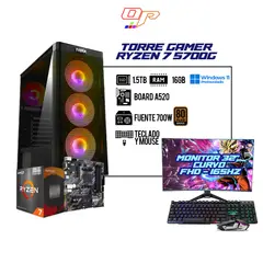 AMD - PC GAMER Ryzen 7 5700G / 16GB / 1.5TB / 700W 80+ / Monitor 32 165Hz + COMBO TECLADO Y MOUSE