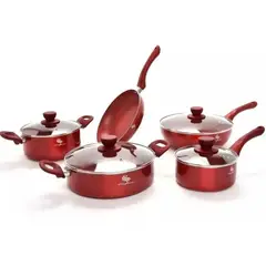 SCHAFFHAUSEN - Juego De Ollas Bateria Mocka 9 Piezas Rojo