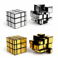 QIYI - Cubo 3X3 Rubik espejo Rompecabezas dorado y plateado