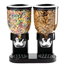 GENERICO - Dispensador Doble De Mesa Cereal Granos Dulces Frutos Secos Color Negro