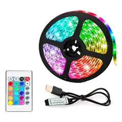 GENERICO - Cinta Led Rgb 5050 Multicolor 5 Mts Con Adaptador Y Control