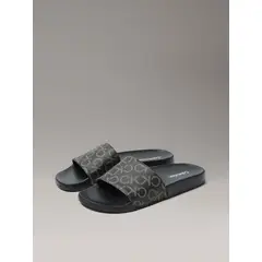 CALVIN KLEIN - Sandalias café con estampado de monograma