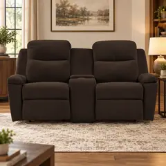 ELITE LIVING - SOFA RECLINABLE MARSELLA 2P CONSOLA MICROFIBRA CHOCOLATE