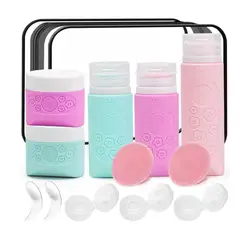GEF - Kit Botellas de Silicona Para Cosméticos Kit Viaje Antifugas