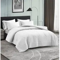 GENERICO - EDREDON POLIALGODON BLANCO UNICOLOR CUBRELECHO 5 PIEZAS