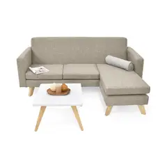 VENECIA - Set de Sala Burdeos en Tela Beige con Mesa de Centro Nova_.