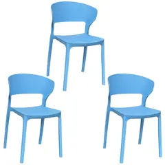 GENERICO - Set x3 Silla Multifuncional Para Comedor y Sala Diseño Curvo, Apilable, Sin Brazos, Alta Calidad