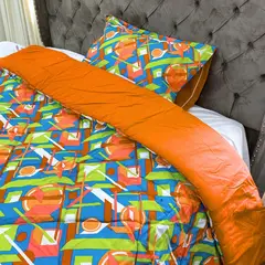 KARYTEX - Plumón Estampado Geométrico Multicolor Doble Faz Suave y Cálido Cama Sencilla