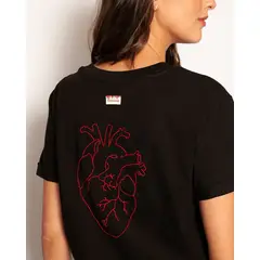 BASICAL - Camiseta Corazón Bordado Negro