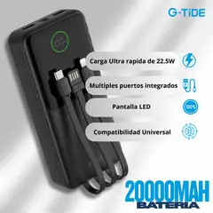 GENERICO - Batería Portátil 20000mAh G-TIDE EASY 2 - Negra