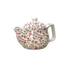 GENERICO - Tetera En Ceramica Pintada A mano Con Filtro Color Rosa Naranja