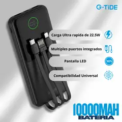 GENERICO - Batería Portátil 10000mAh G-TIDE EASY 1 - Negra