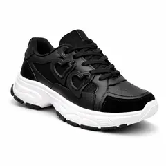 DEPORTIVA - Tenis Mujer Corazon Calzado Dama Casual Plataforma-Blanco Negro