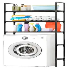 CHINA GLAZE - Organizador Baño Lavadora Rack 3 Niveles Negro Metal 25cm Profundidad