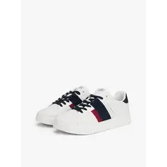 TOMMY HILFIGER - Tenis blanco de texturas mixtas